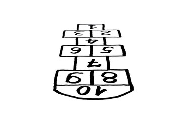 hopscotch game, drawn in black marker concept of development or advancement