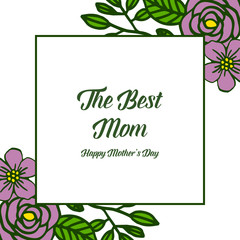 Vector illustration banner best mom for various elegant purple flower frames