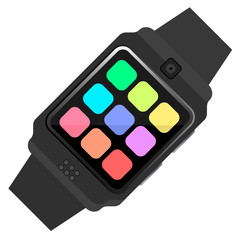 flat icon of black modern smart watch