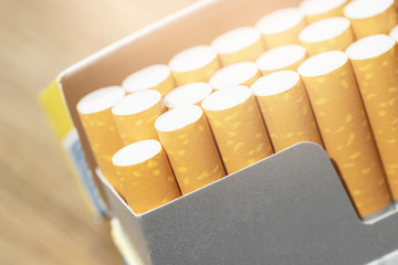 peel it off Cigarette pack prepare smoking a cigarette. Packing line up.  photo filters Natural...