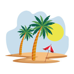 Fototapeta na wymiar palm tree over sand icon cartoon