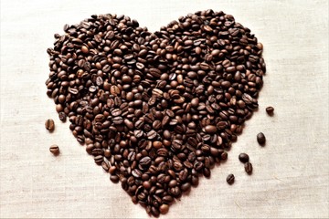 coffee beans in the shape of a heart