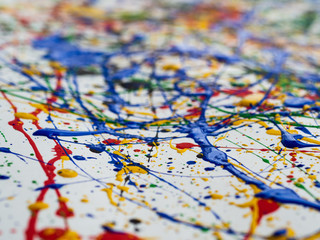 Abstract expressionism art creative background. art of splashes and drips . red black green yellow...
