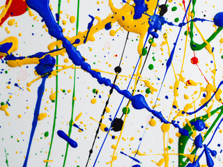 Abstract expressionism art creative background. art of splashes and drips . red black green yellow...