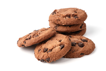 Chocolate chip cookie isolated on white background