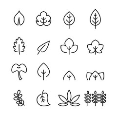 leaf line icon set.flat