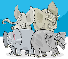 gray elephants cartoon character group