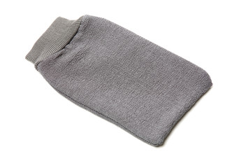 bath materials, bath towel on white background