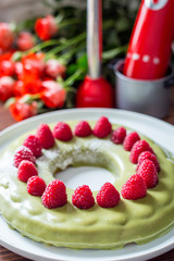 Homemade Modern Pistachio and Raspberry Cake for Birthday