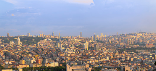 Fototapeta premium Panoramic Ankara view with Kocatepe Mosque and Sheraton Hotel in Cankaya