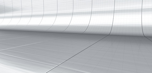 Futuristic white abstract background glow light and reflection with digital data graphic. Future line curve concept background. 3D Render