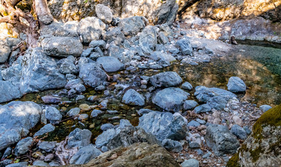 Blue slate by the river Fonias in Samothraki, Greece