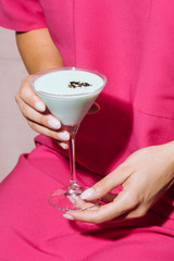 Grasshopper cocktail, an old classic from New Orleans, with green creme de menthe. white creme de cacao and light cream (or single cream in UK) 