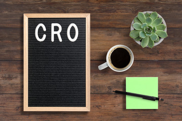 Letter board with acronym CRO for 