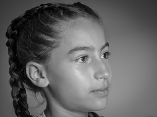 Isolated close up portrait of a beautiful young girl