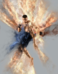 Martial arts fighter (MMA) jumping – Image