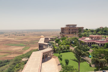 Aerial view of Tijara fort palace by Neemrana in Rajasthan India 