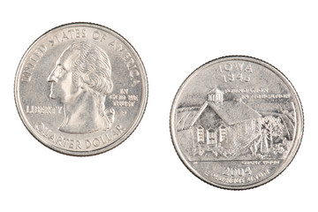 Iowa 2004p State Commemorative Quarter isolated on a white background