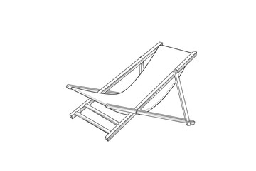 Deckchair outline drawing. Deck chair sketch. Summer holiday beach resort symbol