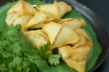 Close up  Homemade Samosa. (Selective Focus)