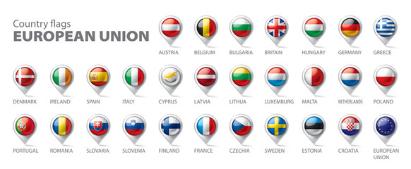 flags of the european union. Vector illustration.
