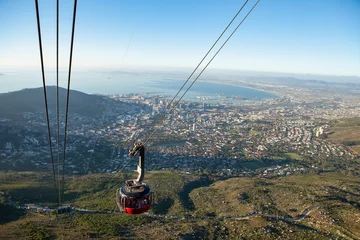 Wall murals Table Mountain cable going to the top of table mountain