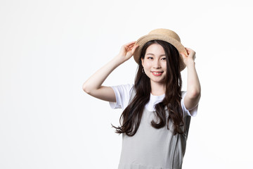 Naklejka premium 夏服を着た女性のポートレート