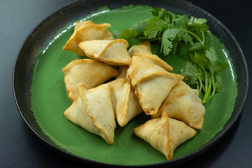 Close up  Homemade Samosa. (Selective Focus)