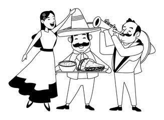 mexican food and tradicional culture in black and white