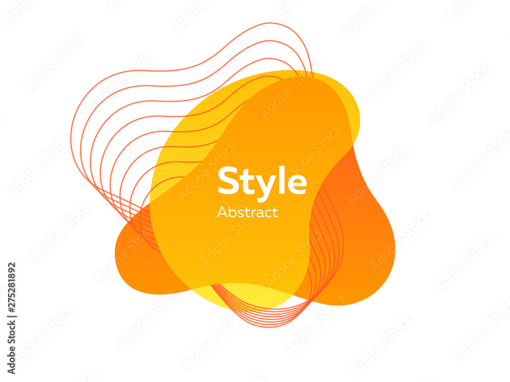 Poster fluid dynamical orange abstract element. dynamical colored forms and bent lines. gradient abstract b