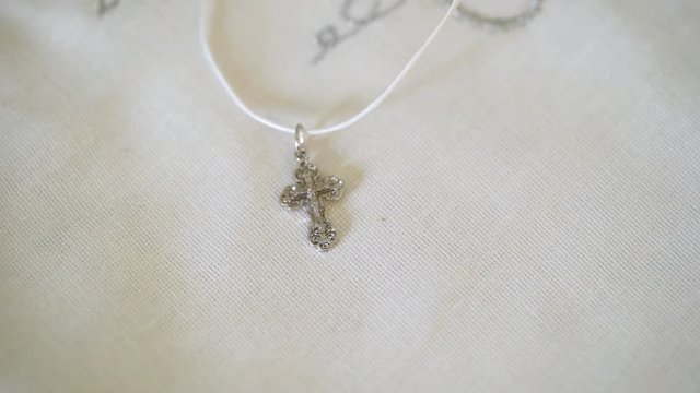 Newborn baby christening dress, shoes and cross