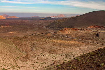 Reserve Timanfaya Park on the island Lanserote. Canary Islands. Landscape