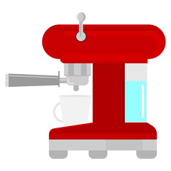 flat icon of modern red coffee machine