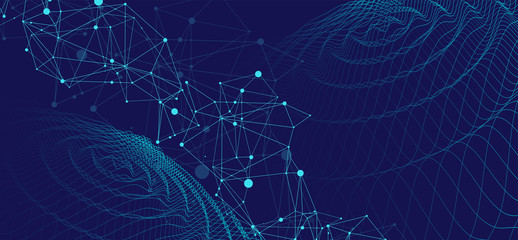 Template for science and technology presentation. Plexus style background.