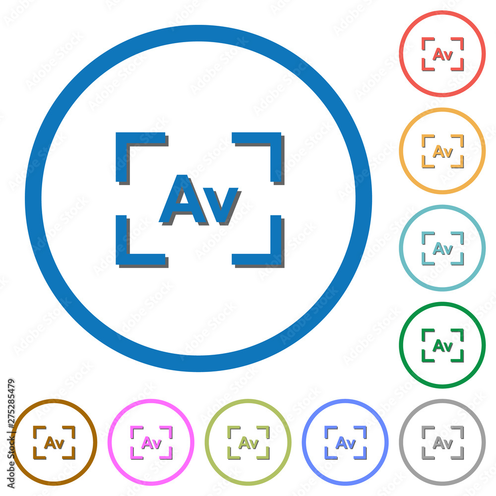 Aufkleber camera aperture value mode icons with shadows and outlines