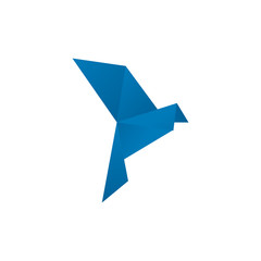 Bird logo icon design with origami art