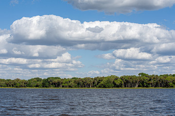 Rural Landscape - Lake, Shore, and  Sky with Clouds