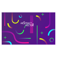 Abstract violet background. Colorful curves, rings and straight lines, gradient colors. Minimal geometric lines, dynamic effect. Vector template for banners, poster, covers, flyers