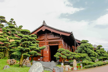 garden, landscape, tree, nature, park, sky, green, summer, grass, palm, trees, blue, plant, tropical, travel, flower, road, path, architecture, lawn, beautiful, day, bridge, view, forest
