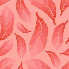 Abstract magical leaves in colar colors seamless pattern, backgrounds, textile, illustration