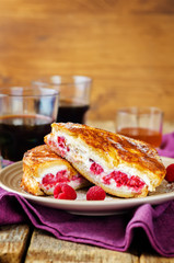 Ricotta raspberry stuffed French Toasts with fresh raspberries