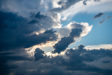 Naklejka na ściany i meble Blue sky white clouds sunny day abstract art background
