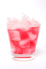 Summer cocktail; fresh juice with sparkling on ice isolated on white background