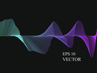 EPS 10 vector. Sound waves on black background. Music concept.	
