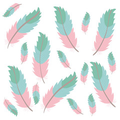 cute bohemian feathers pattern background