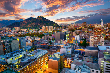 Evening panorama of Santiago de Chile - Powered by Adobe