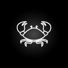 crab illustration neon icon. Elements of marine live set. Simple icon for websites, web design, mobile app, info graphics