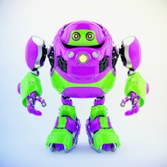 Crazy violet-green strong robotic turtle toy, 3d rendering