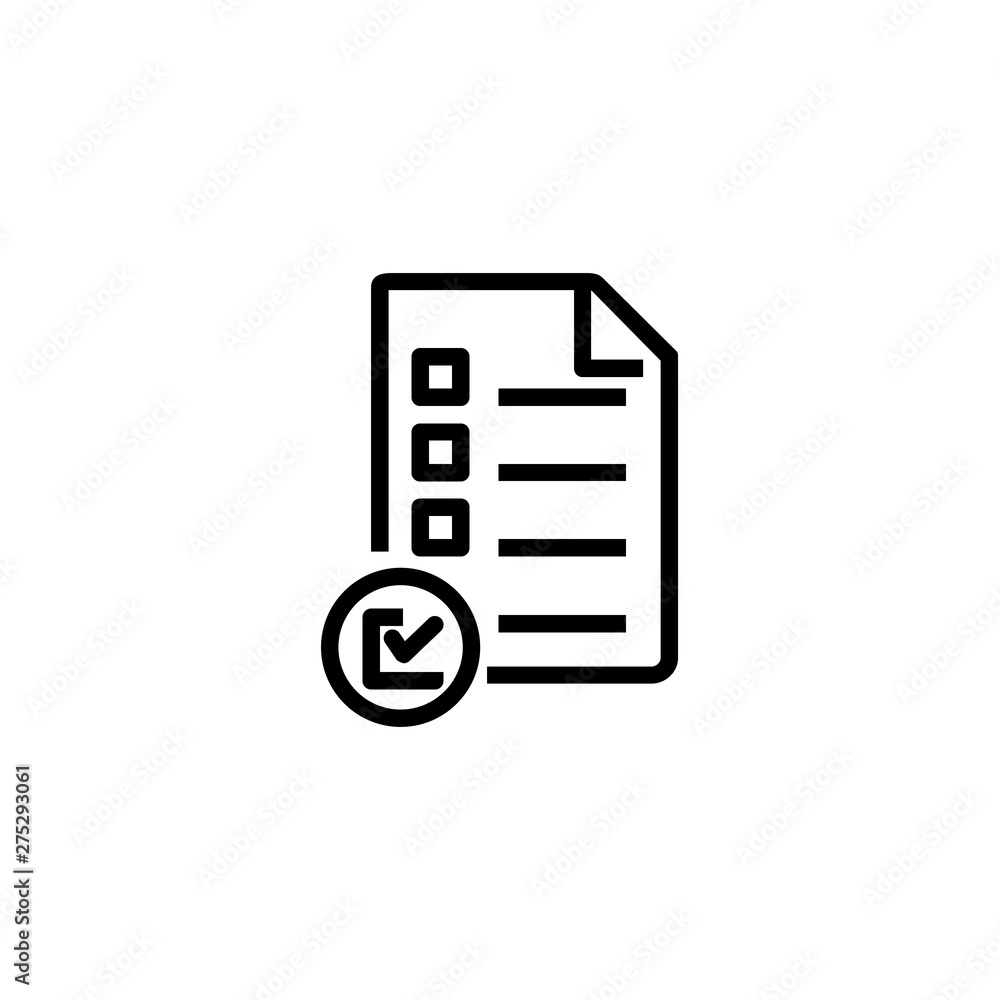 Poster checkbox line icon. check list with tick in circle. survey concept. vector illustration can be used 