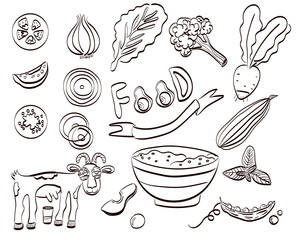 Healthy food set of icon. Vector illustration